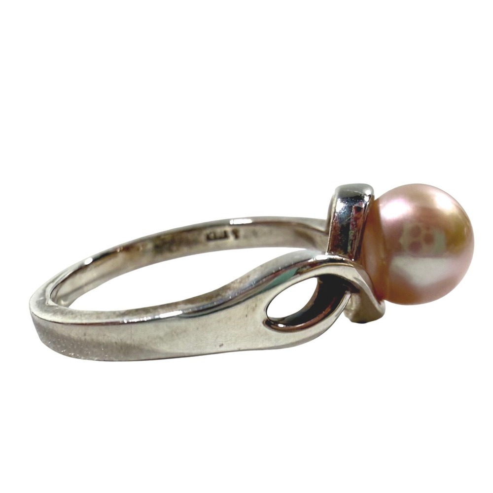 Sterling Silver Pink Cultured Pearl Bypass Infinity Ring Size 6.5 925 STER - Picture 4 of 9
